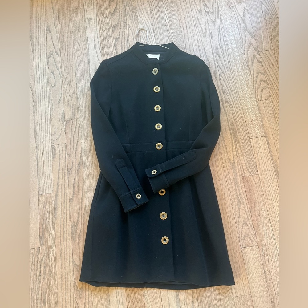 Chloe Black Wool Dress With Gold Buttons Size 36 / S